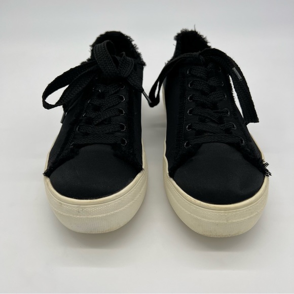 Steve Madden Greyla Black Platform Sneakers US 10M Frayed Canvas Shoes - Picture 5 of 9